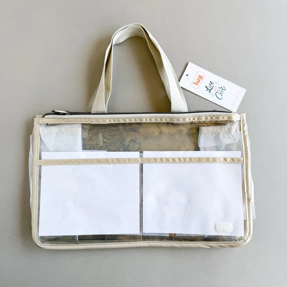 NWT Lug Catcher Clearview Cosmetic Tote Bag Metallic Champagne (Gold) Travel - Picture 1 of 8